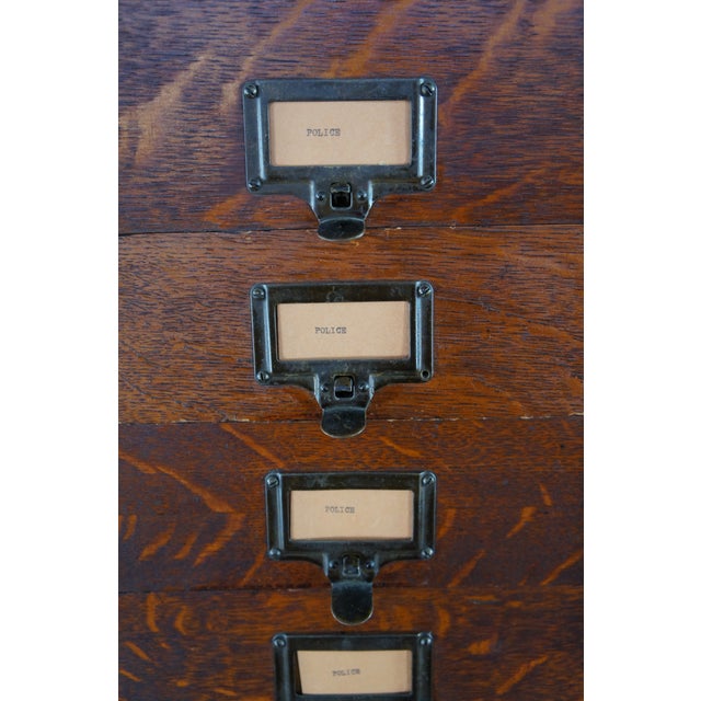 Antique Ohmers Sons 48 Drawer Oak Industrial Apothecary Amberg Filing Cabinet For Sale - Image 6 of 14
