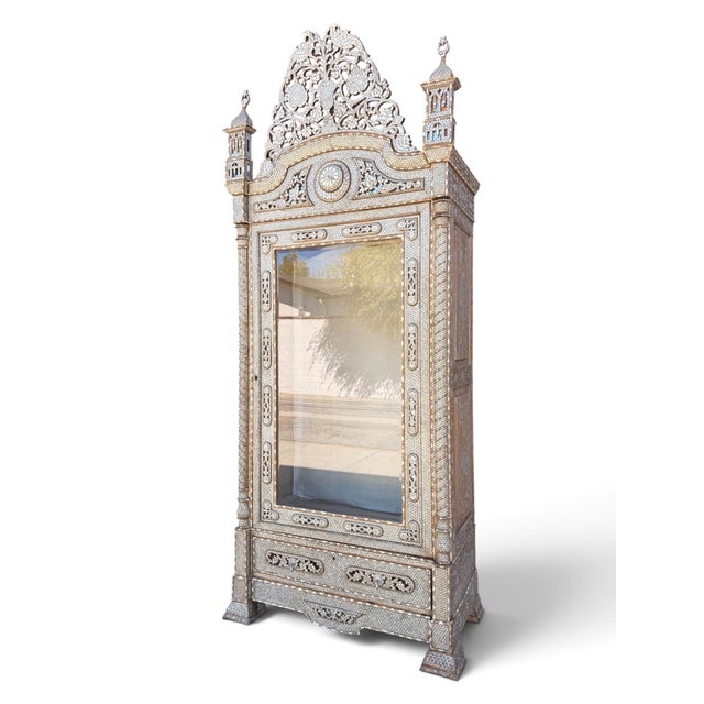 Late 19th-Century Mother-of-Pearl and Bone Inlaid Vitrine Cabinet For Sale - Image 4 of 10