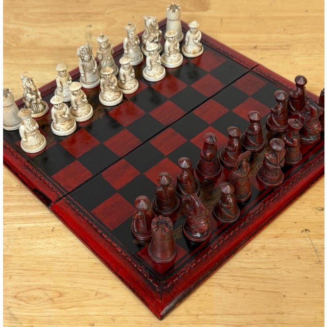 Exceptional Chinese Lacquered Travel Chess Set Lacquered Board & Court Figures For Sale - Image 14 of 18