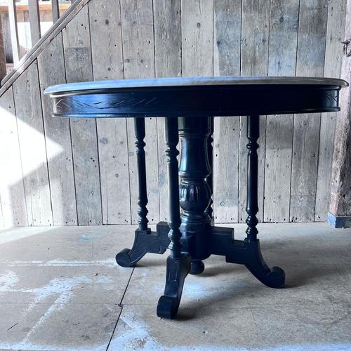 2000 - 2009 Vintage Round Table with Marble Top For Sale - Image 5 of 11