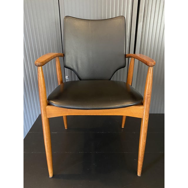 Vintage Scandinavian Teak and Faux Leather Armchair, 1960s For Sale - Image 11 of 18