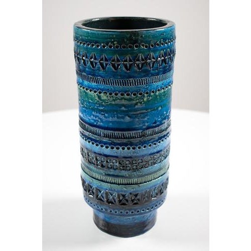 Italian Blue Vase by Bitossi For Sale - Image 9 of 9