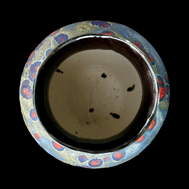 Vintage Studio Art Abstract Pottery Drip Glaze Multicolor Ceramic Vase, Signed For Sale In San Diego - Image 6 of 7