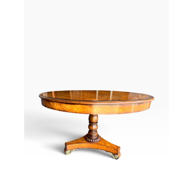 English Theodore Alexander 48” Burl Walnut Compass Rose Center Dining Table For Sale - Image 3 of 14