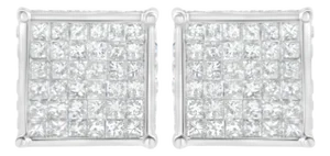 10K White Gold 2ct TDW Princess-Cut Composite Diamond Stud Earring (I-J ,I2-I3)