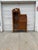 Antique Victorian Art Nouveau Oak Combination Secretary Desk and Curved Glass Bookcase With Ornate Carved Details For Sale - Image 10 of 12
