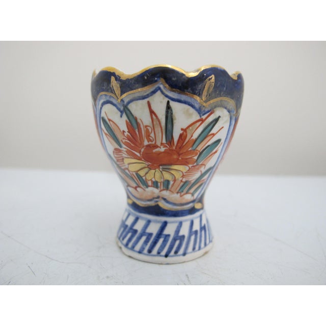 Delft Delft Holland Imari Style Blue Red Gilt Porcelain Egg Cup For Sale - Image 4 of 7