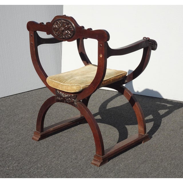 Vintage Carved Dante X Style Savonrola Accent Chair Wcushion Spanish Renaissance Chairish