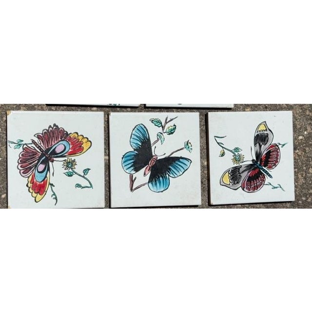 Set of mid-century modern ceramic tiles manufactured by Azulindus y Onda in Onda (Castellón), Spain. Each square tile...