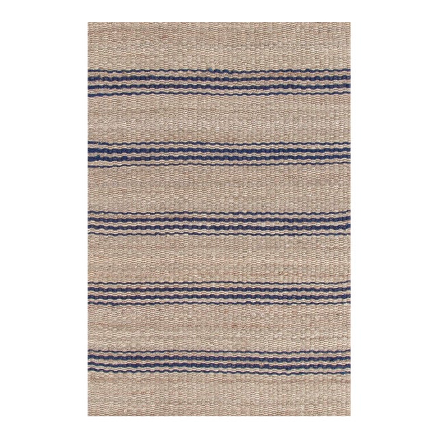 Dash & Albert by Annie Selke Jute Ticking Indigo Woven Rug, 3' x 5' For Sale