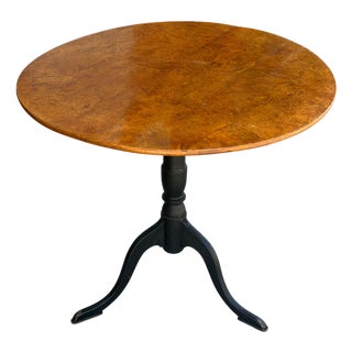 Biedermeier Style Burl Wood Tilt Top Round Breakfast Side Table For Sale