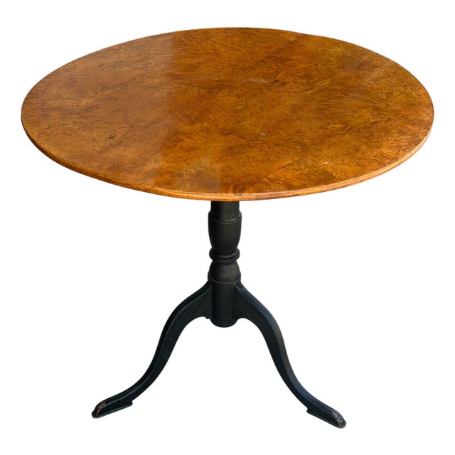 Biedermeier Style Burl Wood Tilt Top Round Breakfast Side Table For Sale