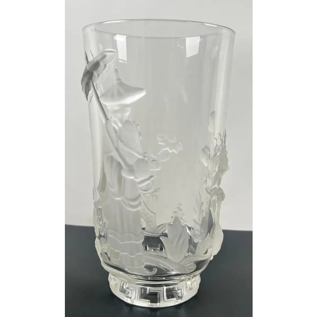 Verlys French Art Glass “Mandarin” Vase — Frosted and Clear Relief Design, circa 1930s This exquisite Verlys art glass...