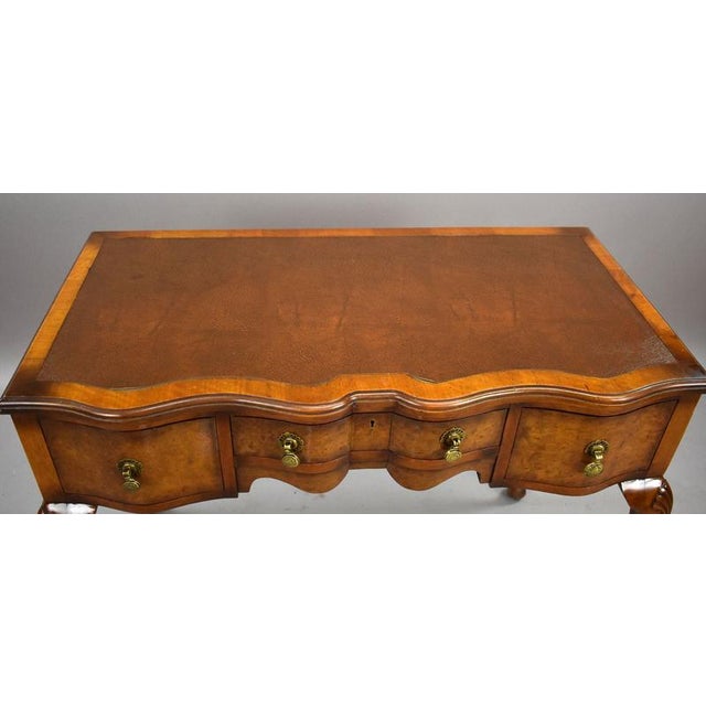 Wood Antique Queen Anne Style Walnut Writing Table, 1919 For Sale - Image 7 of 9