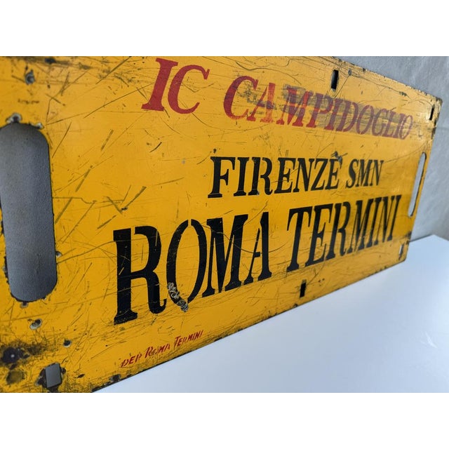 Vintage Italian Double-Sided Metal Train Route Sign: Roma Termini to Firenze SMN, 1970s For Sale - Image 6 of 17