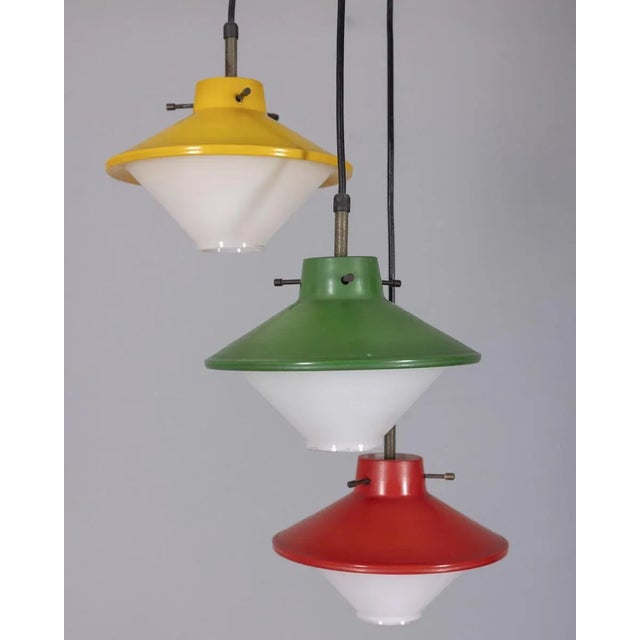 Mid-Century Modern Vintage Stained Glass Ceiling Light from Stilnovo, 1960s For Sale - Image 3 of 9