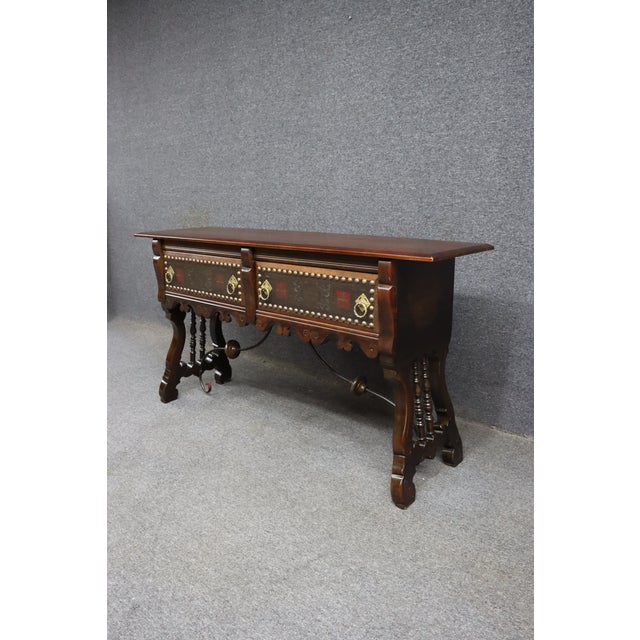 Baroque Hastings Italian Walnut Baroque Style Sideboard With Tooled Leather Drawers For Sale - Image 3 of 11