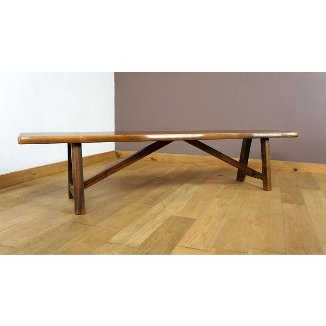 Vintage Brutalist Bench in Elm from Aranjou, 1960 For Sale - Image 6 of 10