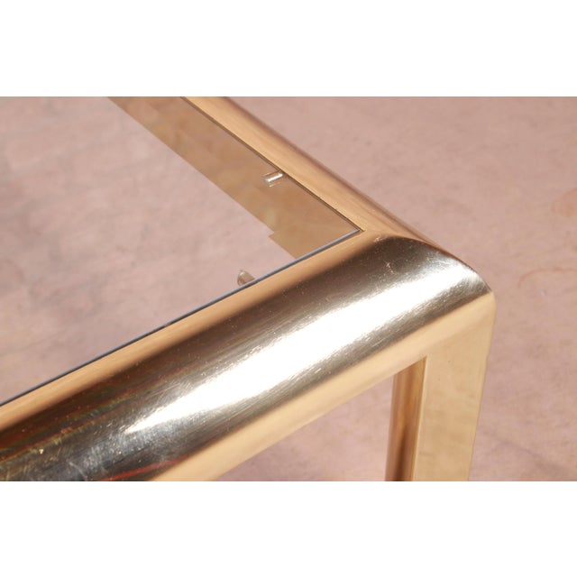 Design Institute of America Modern Hollywood Regency Brass & Glass Cocktail Table, 1984 For Sale - Image 10 of 12