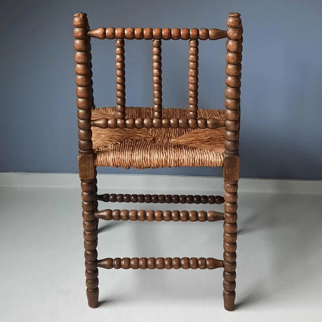 Dutch Bobbin Chair with Rush Seat, 1920s For Sale - Image 4 of 8