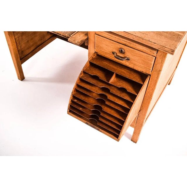 Wood Mid-Century Portuguese Oak Desk from Olaio, 1950s For Sale - Image 7 of 10