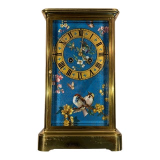 19th Century French Japonisme Crystal Regulator Mantel Clock, Aesthetic Movement For Sale