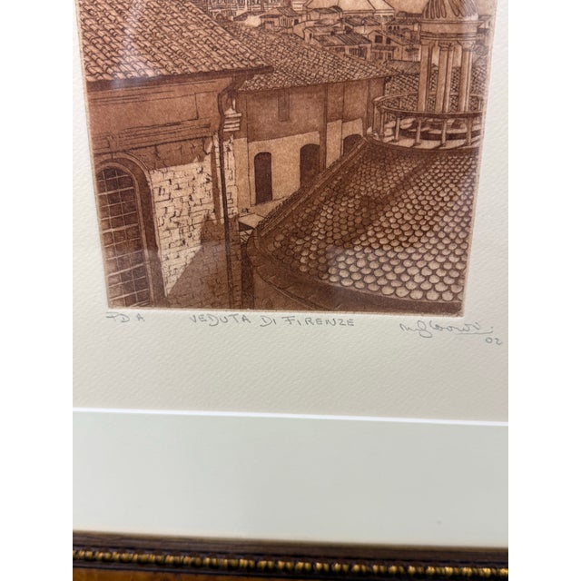Mid 20th Century The Ponte Vecchio, Florence and Veduta Di Firenze Etchings, Pair For Sale - Image 9 of 12