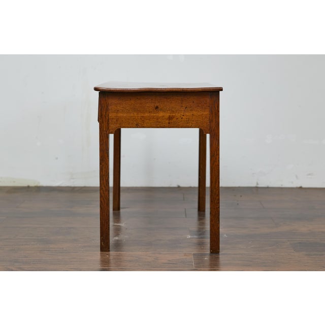 19th-Century English Georgian Oak Side Table with Chippendale Brass Hardware For Sale - Image 9 of 12