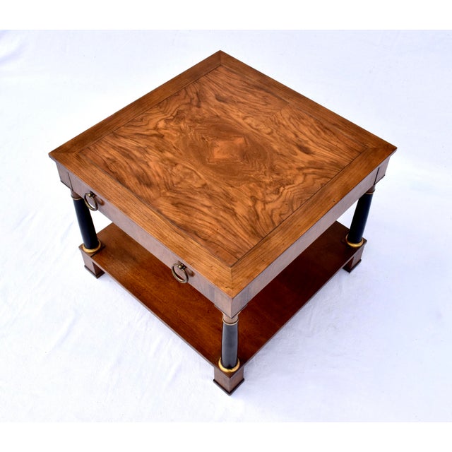 Baker Furniture Company Neoclassical Burl Walnut Side Table by Baker Furniture, Usa For Sale - Image 4 of 10