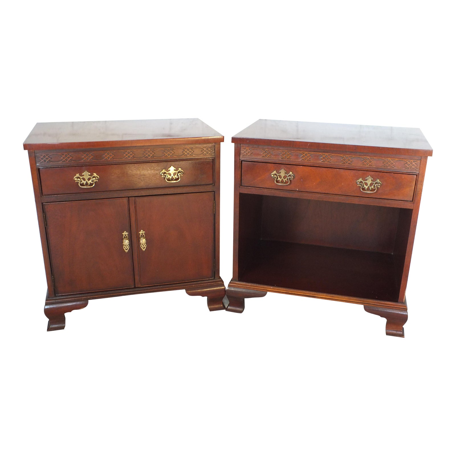 Baker Mahogany Chippendale Nightstands a Pair Chairish