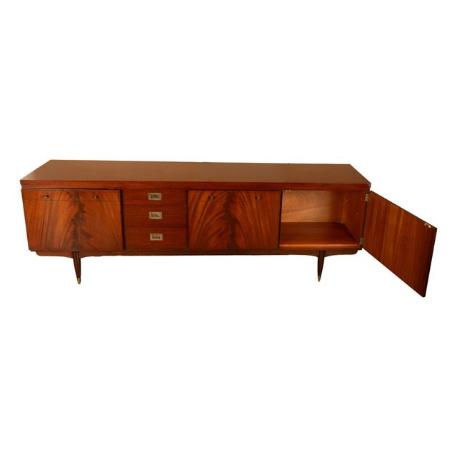 Brown Mid Century Modern Danish Style Teak Mahogany Long Credenza Fully Restored 1966 For Sale - Image 8 of 18