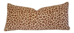 Large Safari Leopard Velvet Feather & Down Lumbar Body Pillow 38" X 17"