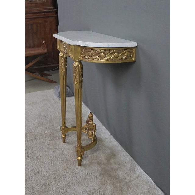 Louis XVI Console Table in Marble and Giltwood, 20th Century For Sale - Image 5 of 17