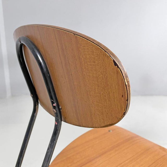 Mid-Century Modern Italian Chairs in Brown Formica and Black Metal, 1960s, Set of 6 For Sale - Image 10 of 18