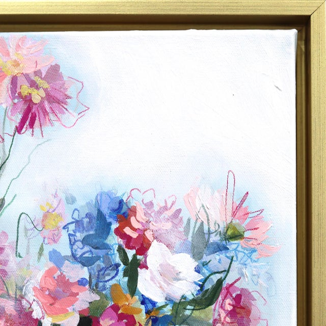 Abstract Pink and Blue, His and Hers - Framed Abstract Colorful Floral Still Life Original Artwork by Kellie Newsome For Sale - Image 3 of 9