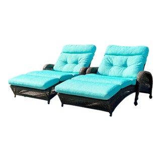 Vintage Boho Woven Resin Rattan Lounge Chairs - Set of 2 For Sale