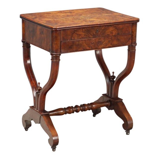 Work Table in Walnut and Walnut Burl For Sale