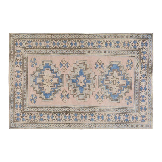 Vintage Turkish Anatolian Hand Knotted Wool Rug, 4'x6'1'' For Sale