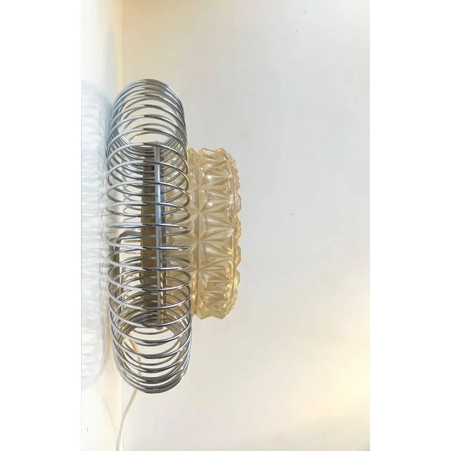 Sculptural Scandinavian Wall Sconce in Chrome & Pressed Glass, 1970s For Sale - Image 6 of 9