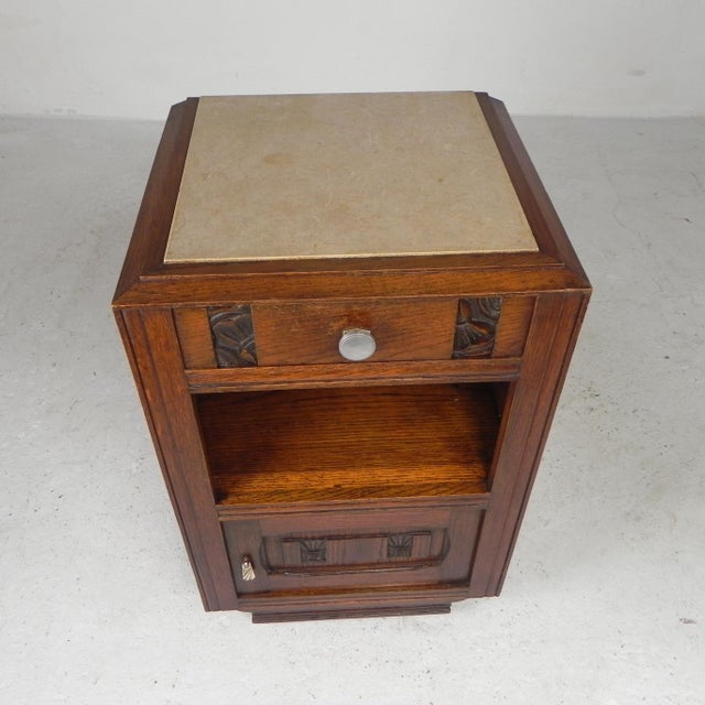 Art Deco Bedside Table with Marble Top, 1930s For Sale - Image 3 of 18