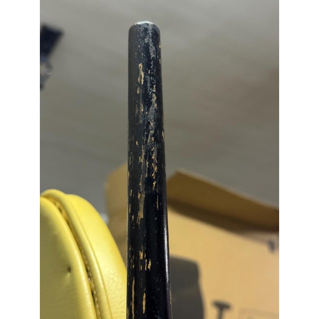 Pair of 1970s Italian Modern High-Back Sculptural Chairs in Yellow Leather For Sale In Philadelphia - Image 6 of 10