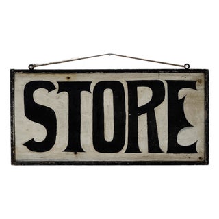 Late 19th Century Antique Hand Painted Bold "Store" Wood Trade Sign For Sale