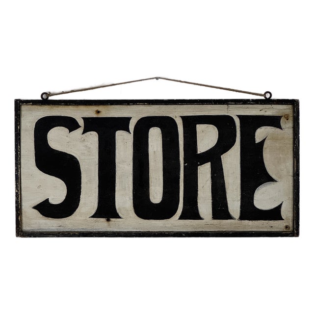 Late 19th Century Antique Hand Painted Bold "Store" Wood Trade Sign For Sale