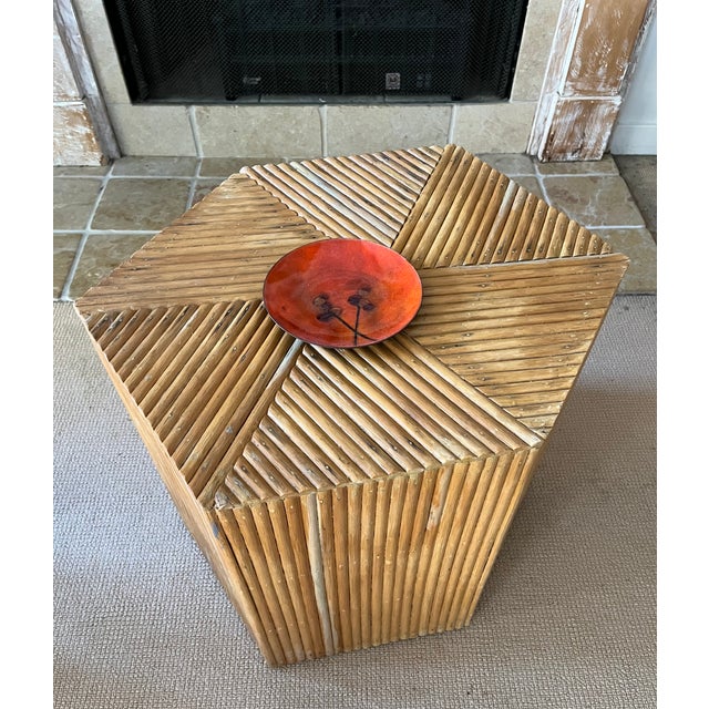 Vintage Split Reed Bamboo Boho Coffee / Side Table Hexagonal For Sale In New York - Image 6 of 9