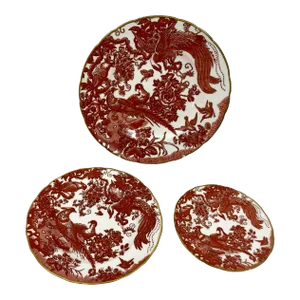 Royal Crown Derby Red Aves Collection Set of 3 Porcelain Plates