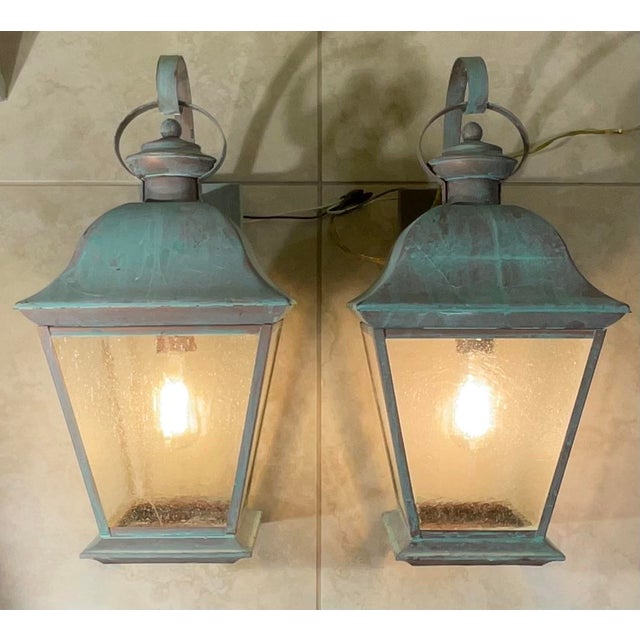 American Pair of Vintage Solid Brass Lanterns - Timeless Elegance for Your Home For Sale - Image 3 of 12