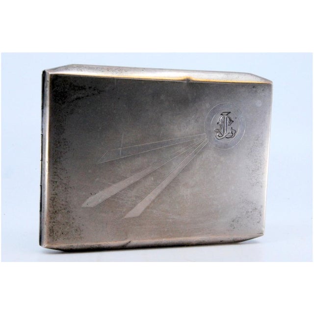 Silver Cigarette Case with Three Raised Stripes on the Lid For Sale - Image 5 of 11
