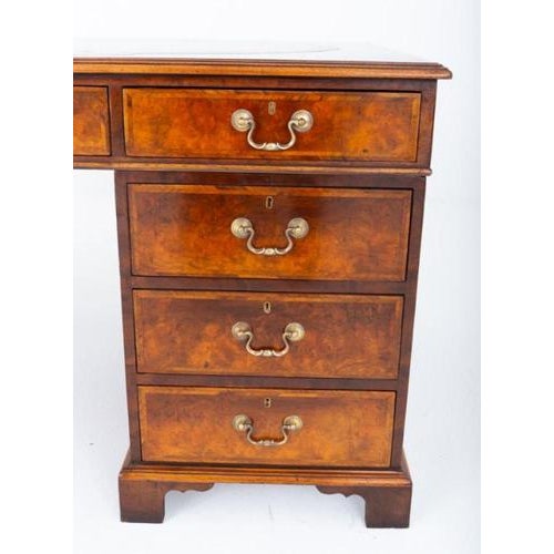 Brown Georgian Revival Walnut Pedestal Gentleman's Desk For Sale - Image 8 of 9