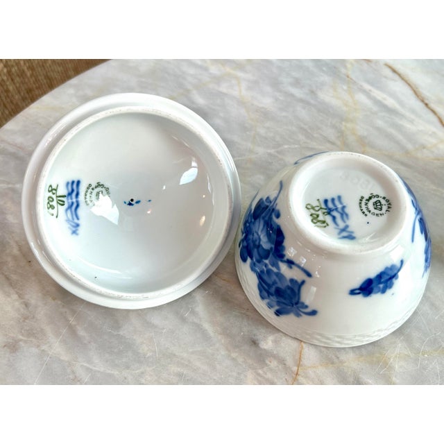 Mid 20th Century Royal Copenhagen Braided Blue Flower Sugar Bowl & Cup For Sale - Image 9 of 9
