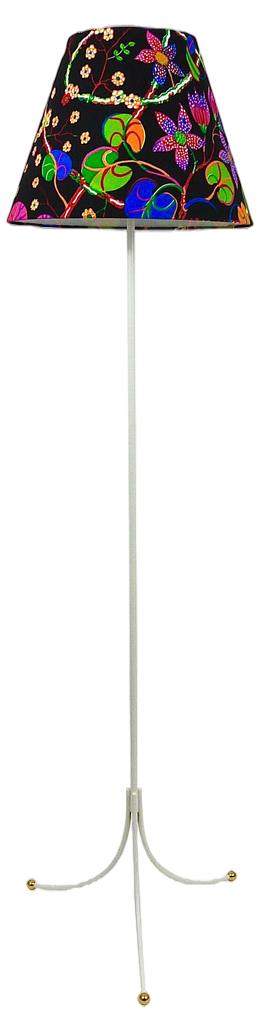White Tripod Floor Lamp in Brass attributed to Frank & Wlach for Haus & Garten, Austria, 1950s
